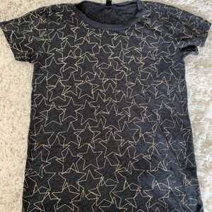 EUC Jcrew foil print star grey tshirt small